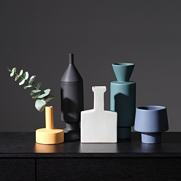 Flower vase Home simple geometric Style round vine Ceramic Living Room Bedroom Countertop Vases for party Decoration Gifts
